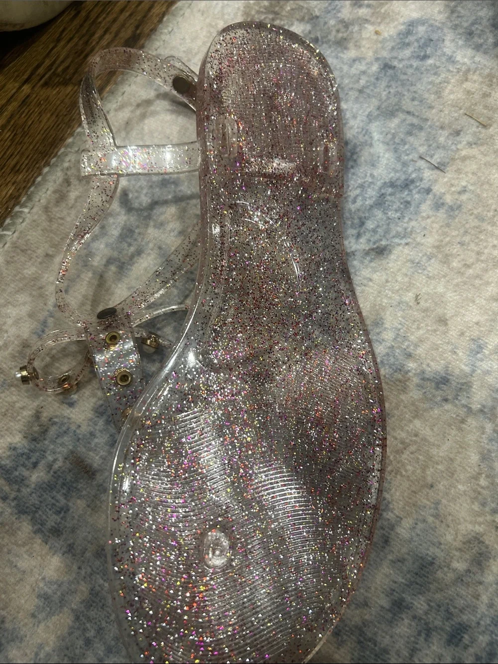 Kelly And Katie Jelly Glitter Pearls Flats Shoes Spring Summer Women's Size 8M